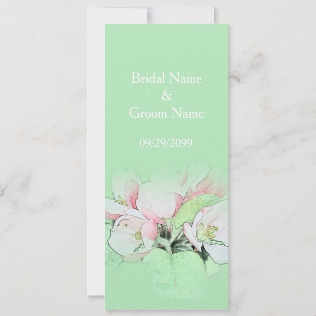 Convites Lindas flores de maçã rosa em casamento verde (Verso)