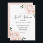 Convites Lindas Flores Rosa Blush Moles Que São Doces 16<br><div class="desc">Lindas flores cor-de-rosa embaçadas suaves Doce 16 Ver coleção correspondente em Niche e Nest Store</div>