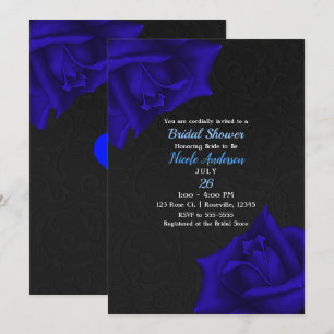Convites Lindas Rosas Azuis com Textura Preta Chá de Bebê d