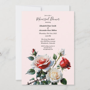Convites Lindas rosas rosa branco vermelho Jantar de ensaio