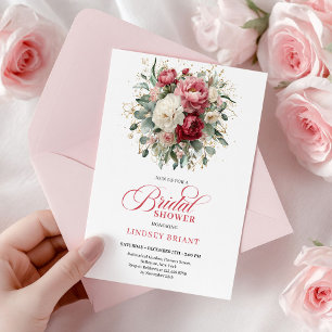 Convites Lindas Rosas Vermelhas Boêmias com Rubor Dourado p