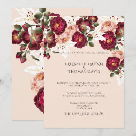 Convites Lindas Rosas vermelhas Rosa, Peões Brancos