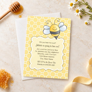 Convites Lindo aniversário de Abelha Bumble Bee que vai faz