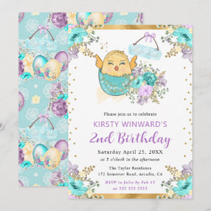 Convites Lindo aniversário de Páscoa floral em aquarela par
