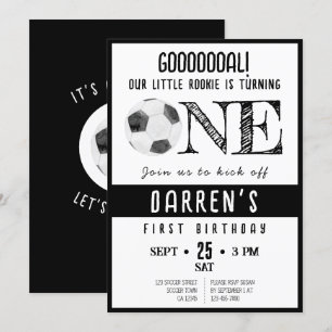 Convites Lindo Aquarela Iniciante Futebol Preto 1º Aniversá