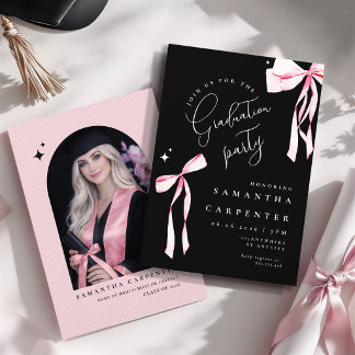 Convites Lindo arco rosa coquette foto formatura preta