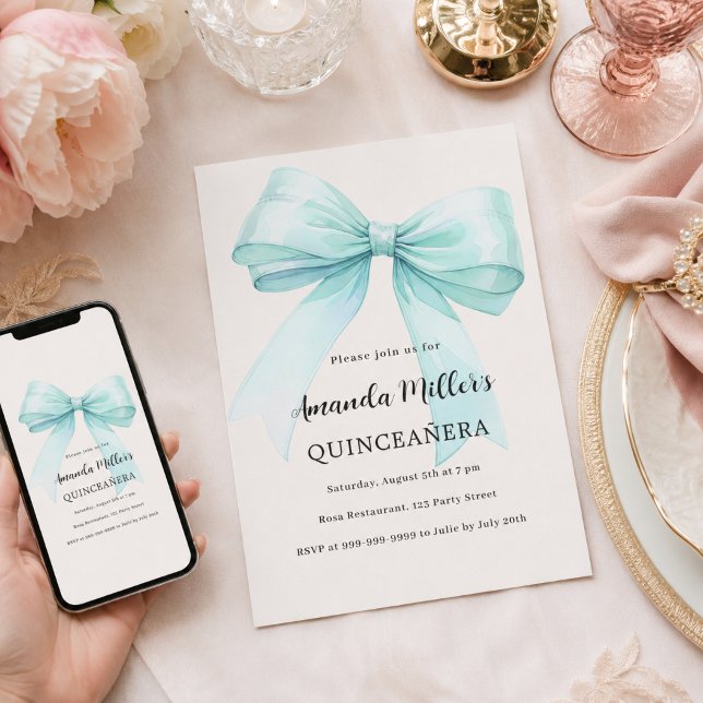 Convites Lindo arco verde menta suave creme Quinceanera (Criador carregado)