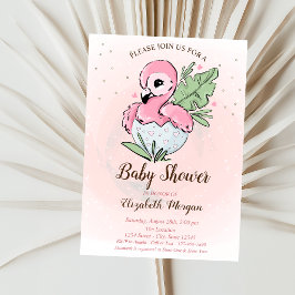 Convites Lindo Bebê Flamingo Rosa Estrelas Chás de Bebê