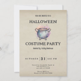Convites Lindo Caldeirão Rosa e Cinza Vintage Halloween