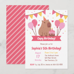 Convites Lindo Capivara Com Bolo De Aniversário Capy Aniver