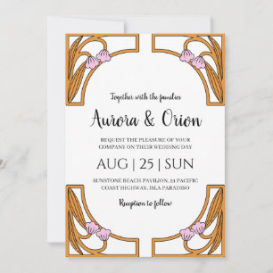 Convites lindo casamento floral art nouveau vintage