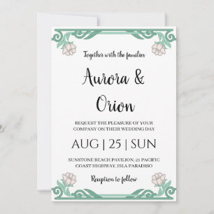 Convites lindo casamento floral art nouveau vintage