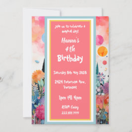 Convites Lindo Castelo Mágico da Princesa Rosa