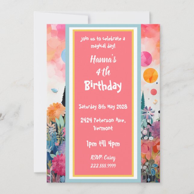 Convites Lindo Castelo Mágico da Princesa Rosa (Frente)