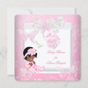 Convites Lindo Chá de Bebê Menina Fofo Borboleta Rosa AA