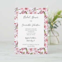 Convites Lindo Chuveiro Nupcial Floral de Cerejeira Rosa Bo