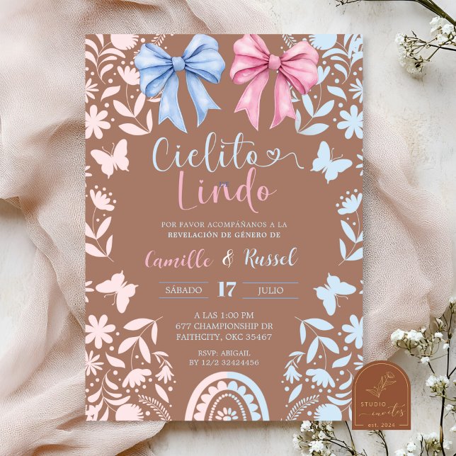 Convites Lindo Cielito Talavera Coquete Azul e Rosa (Criador carregado)