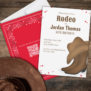 Convites Lindo Código QR de Bandana Vermelha do Cowboy do R