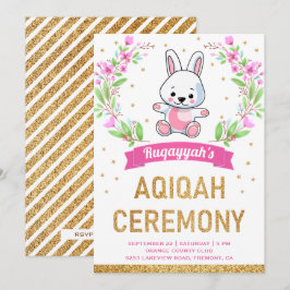 Convites Lindo Coelho Floral Rosa Doce Aqiqah