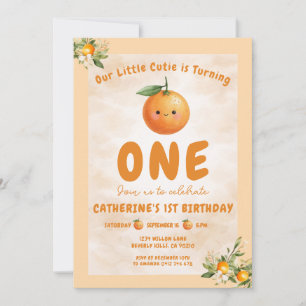 Convites Lindo Doce Pequeno Laranja Cutie Citrino Aniversár