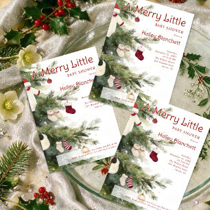 Convites Lindo e Alegre Pequeno Natal Baby Shower Árvore LP