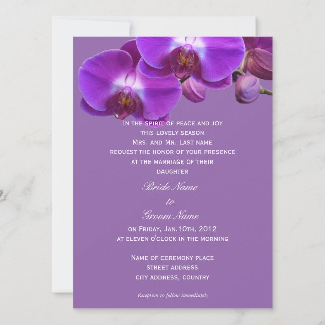 Convites Lindo, elegante, flores de orquídea roxa casamento (Frente)
