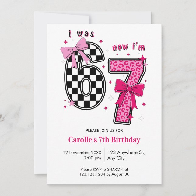 Convites Lindo Eu tinha 6 anos Agora eu tenho 7 anos de ida (Frente)