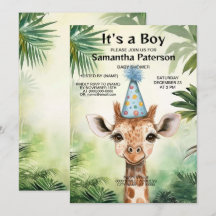 Lindo Festa de Chá de Bebê de Girafa na Selva É Bo