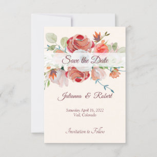 Convites Lindo floral laranja e vermelho para salvar a data