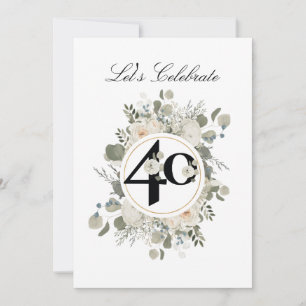 Convites Lindo floral pastéis de 40º ANIVERSÁRIO
