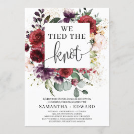 Convites Lindo floral rosa borgonha tied the knot