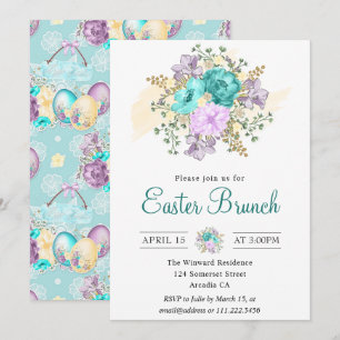 Convites Lindo Frango Floral em Aquarela no Ovo Brunch de P