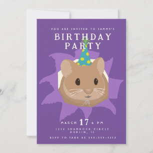 Convites Lindo hamster de aniversário espiando pelo buraco