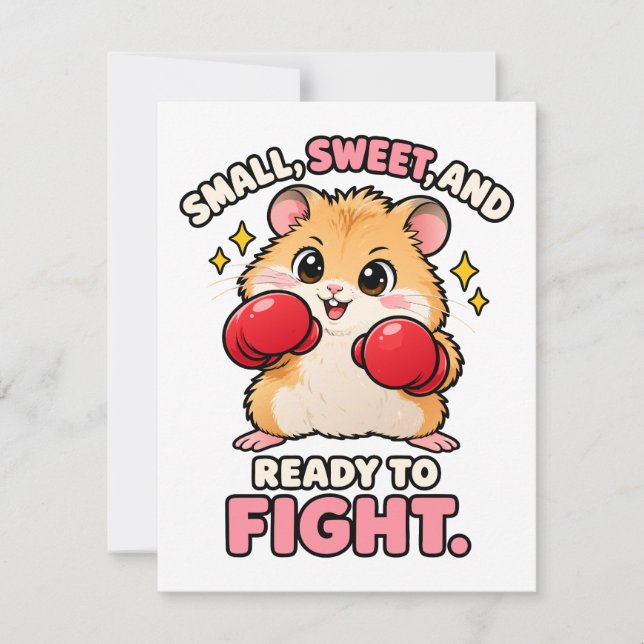 Convites Lindo hamster de boxe pronto para lutar (Frente)
