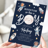 Lindo 'Houston, temos um Menino' Chá de Bebê Espac