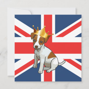 Convites Lindo Jack Russell usando uma Coroa e Union Jack