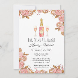 Convites Lindo jantar de ensaio do partido cor-de-rosa de p