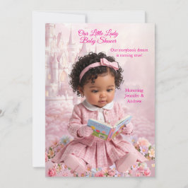 Convites Lindo Livro de Chuvada de Bebê Menina Rosa Étnica