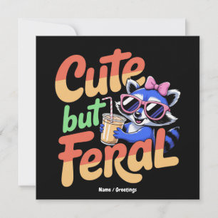 Convites Lindo Mas Feral Engraçado Adorável Guaxinim Retro 
