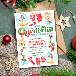 Convites Lindo Natal Mais MARAVILHOSO Primeiro Aniversário