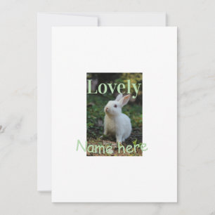 Convites Lindo nome de foto de coelho mascote verde pastel 