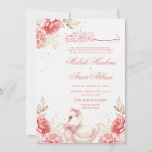 Convites Lindo Pássaro, Floral Dourado Casamento Islâmico M