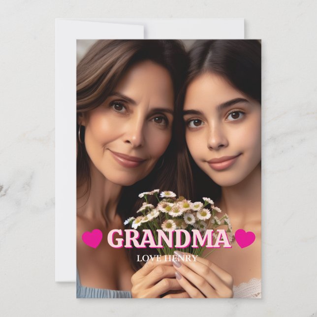 Convites Lindo Presente Personalizado com Foto para Avó e A (Frente)