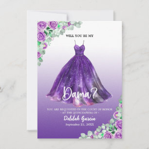 Convites Lindo Proposta de Dama de Quinceañera Formal Roxa