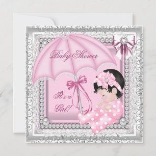Convites Lindo Rosa Branco Lace Chuveiro de Bebê Menina Fof