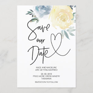 Convites Lindo Salve Nossa Data Azul Creme Floral Casamento