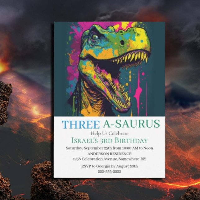 Convites Lindo tema de dinossauro T-Rex Jurassic World (Criador carregado)
