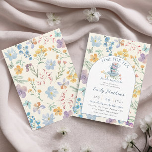 Convites Lindo Tempo para Chá de Flores Silvestres Chá de N