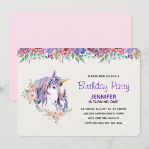 Convites Lindo Unicórnio Mãe & Bebê Aquarela Aniversário