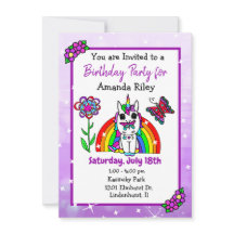 Lindo Unicórnio Roxo e Aniversário da Menina Arco-